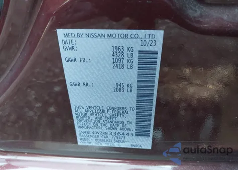 2024 Nissan Altima Sv Fwd from USA, damaged, VIN 1N4BL4DV2RN336445